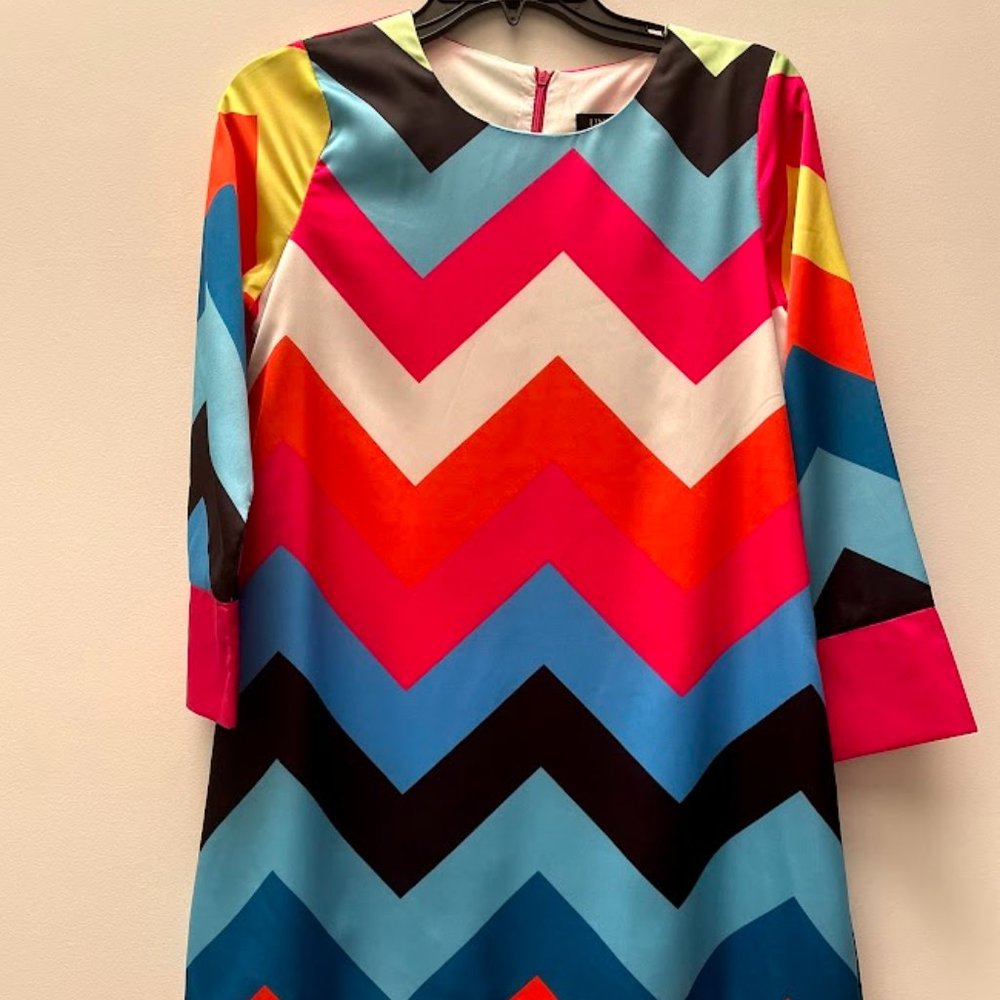 UNE- Fleur Multicolored Chevron Dress